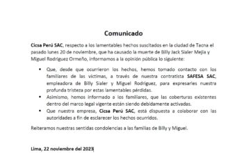Comunicado de empresa CICSA Perú SAC